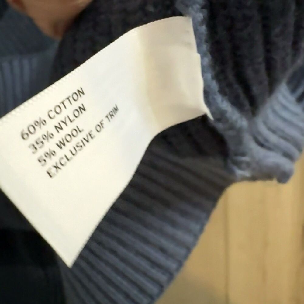 Duluth Trading Knit Pullover Sweater Blue Shawl Neck Buttons Wool Blend Size L - Picture 6 of 6
